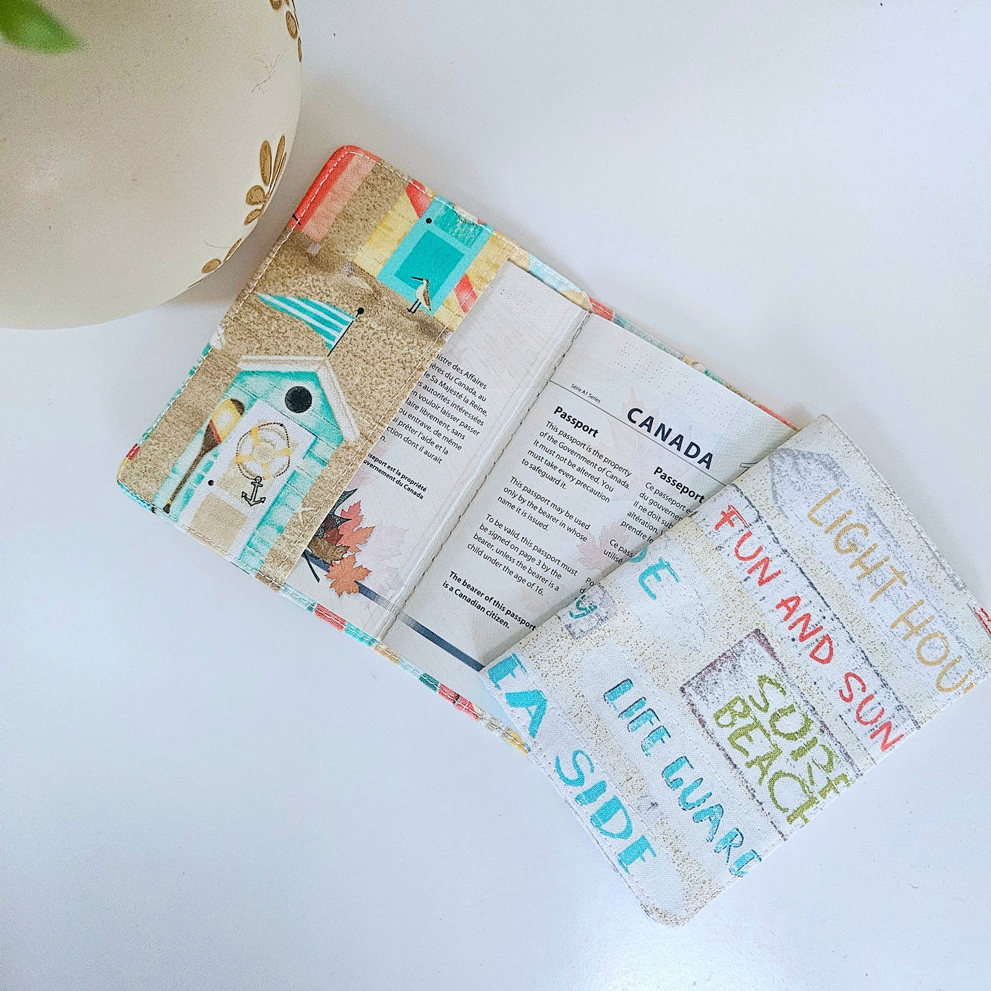 Inside of beach days passport sleeve