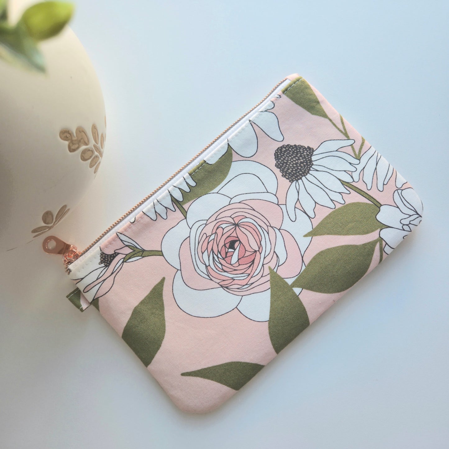 Blush Pink Botanical Keychain Wallet