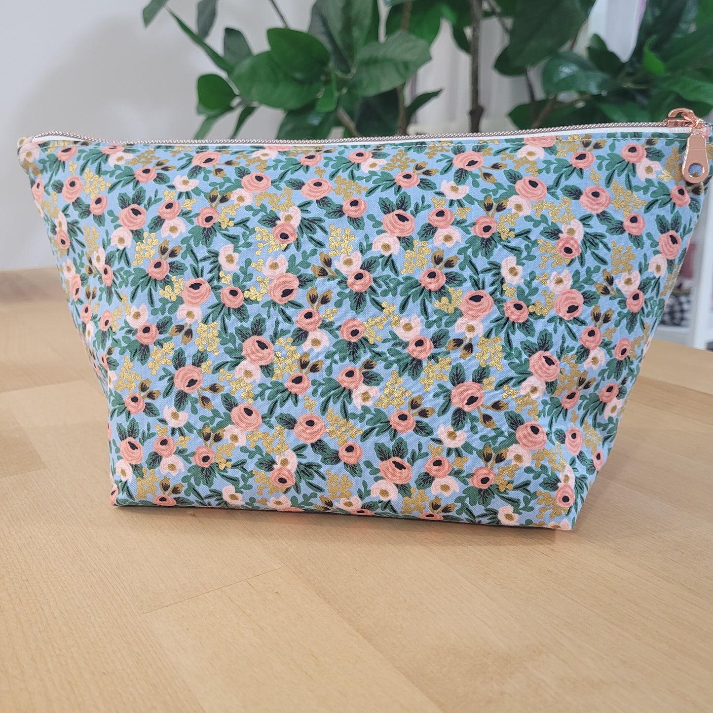 Blush Bloom Jumbo Makeup Bag – Handmade Large Cosmetic Pouch