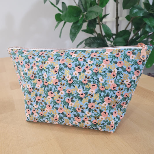 Blush Bloom Jumbo Makeup Bag – Handmade Large Cosmetic Pouch