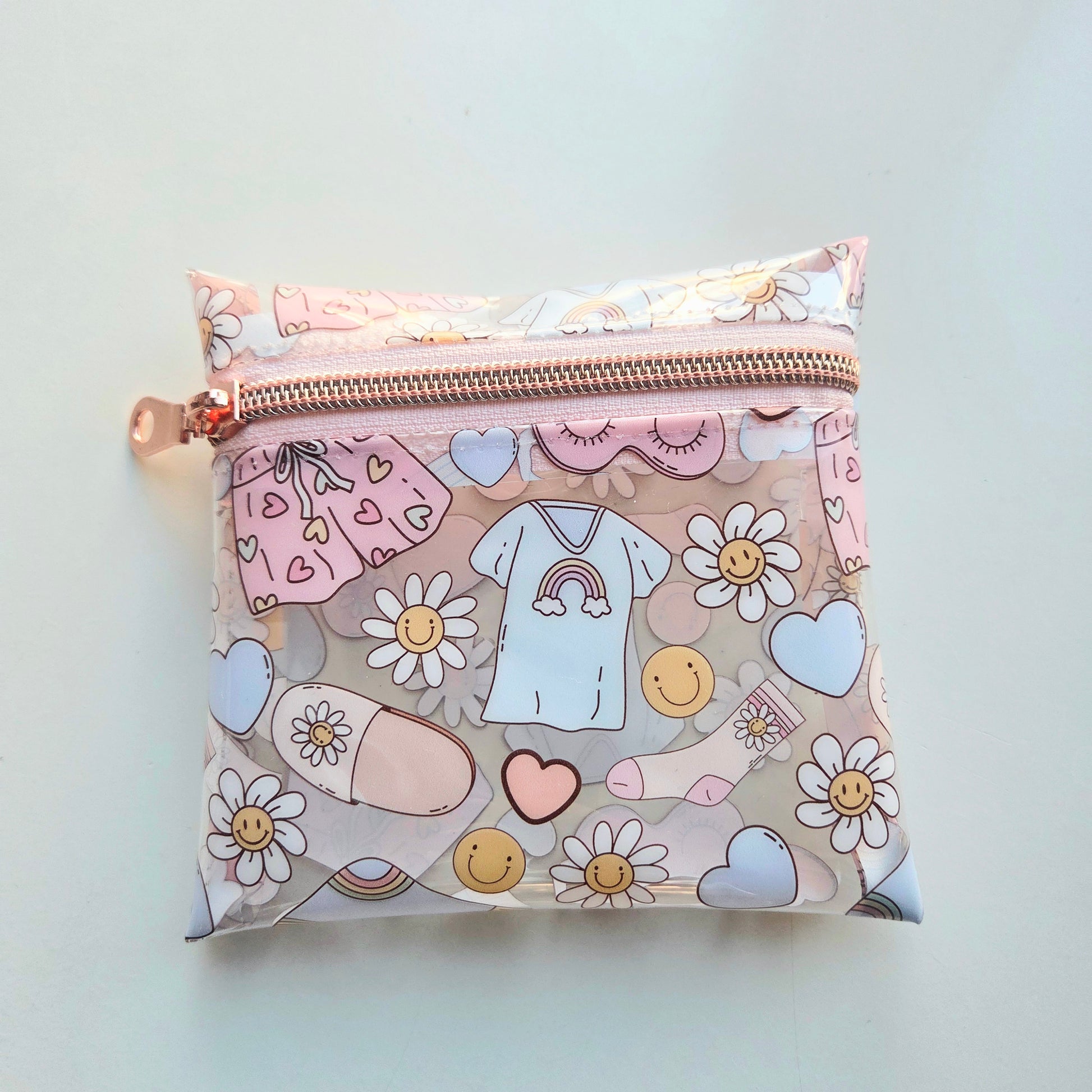 Small pouch with a pyjamas and cozy girl illustrations.