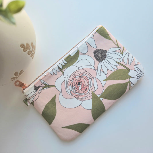 Blush Pink Botanical Keychain Wallet