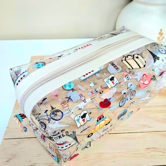 Clear jelly travel makeup bag with zipper 