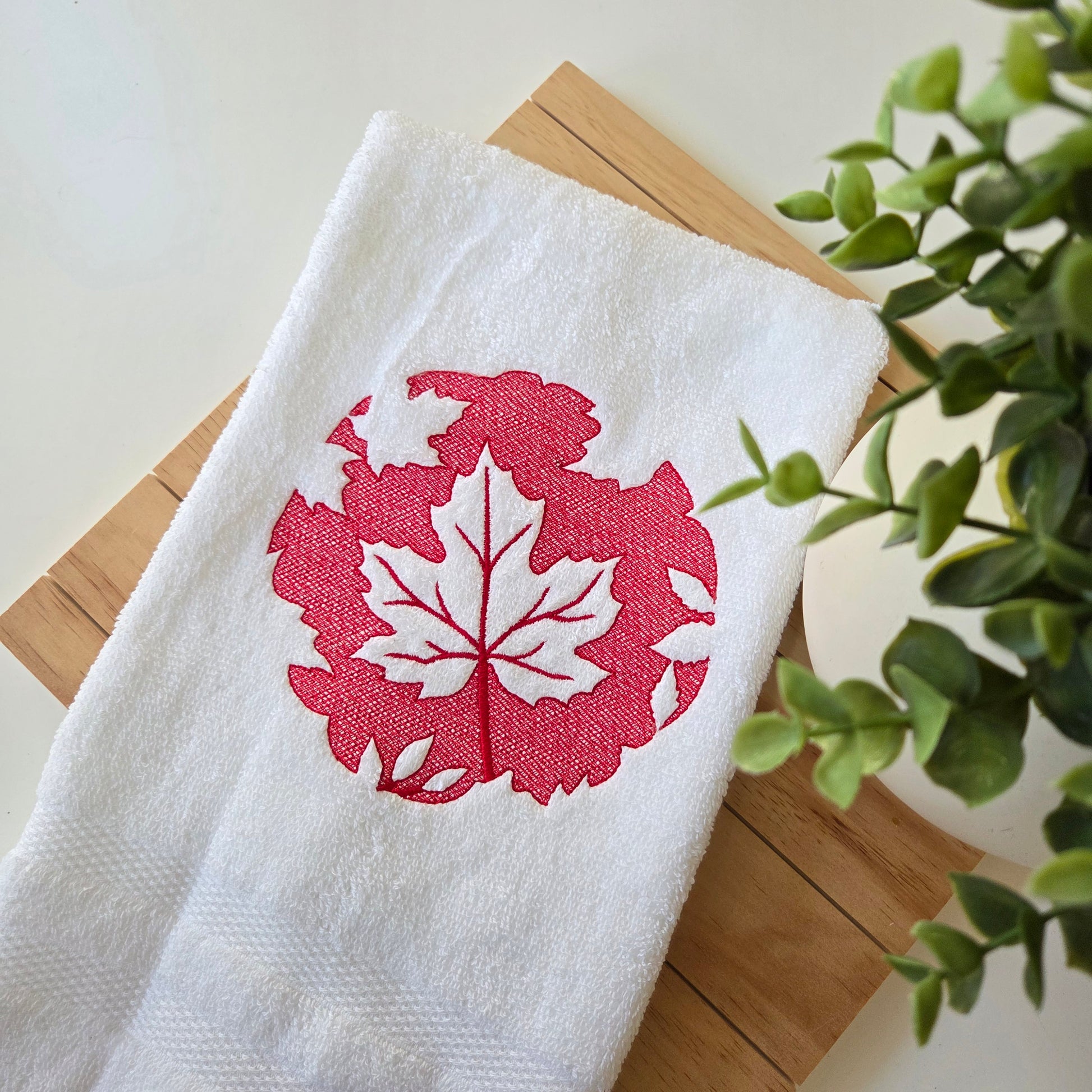 Fall maple leaf embroidery towels in three colors